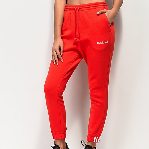 New Adidas Orange Red Cooeze Sweatpants 